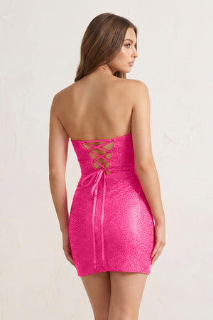 Fuchsia Sheath Sweetheart Sequined Cut Out Short Homecoming & Cocktail Dresses (2) | KISSPROM