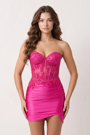 Fuchsia Sheath Sweetheart Tight Mini Homecoming Dresses | KISSPROM
