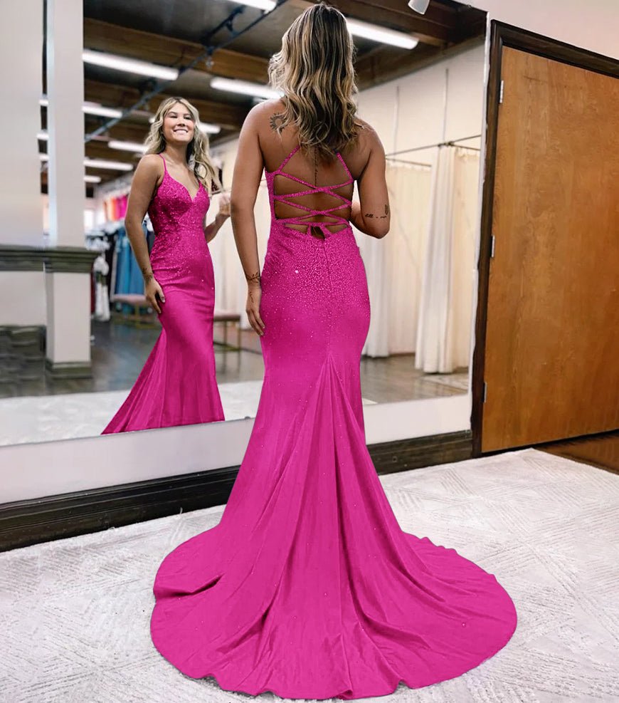 Alison |Mermaid Spaghetti Straps Corset Back Satin Prom Dress