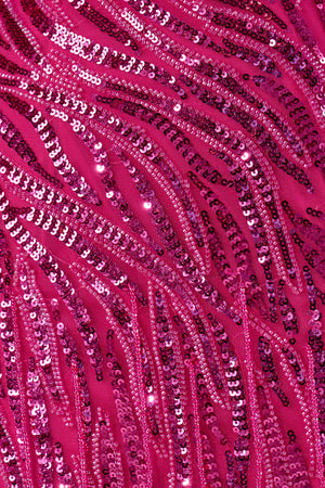 Fuchsia Sparkly Sheath Spaghetti Straps Gold Mini Party Dresses with Tassel-KISSPROM
