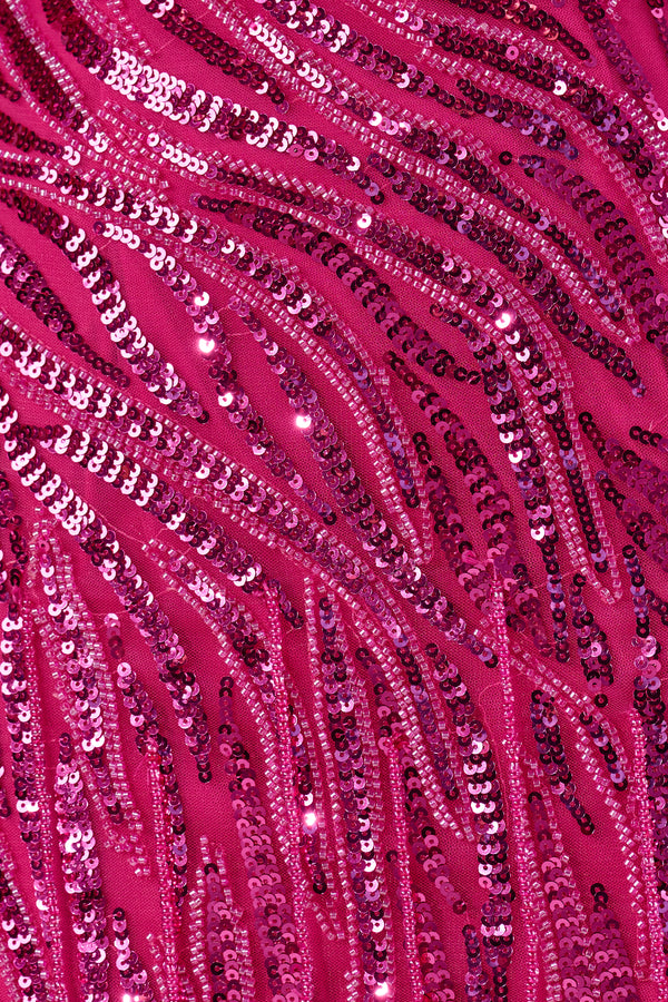 Fuchsia Sparkly Sheath Spaghetti Straps Gold Mini Party Dresses with Tassel-KISSPROM