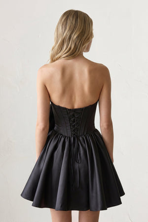 Fuchsia Strapless A-Line Satin Mini Corset Homecoming Dress With Bow - KissDress