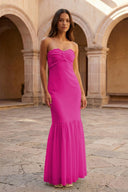 Yellow Strapless Sheath Chiffon Long Prom Dresses With Ruffles – Prom Dress by KissProm | Available at KissProm
