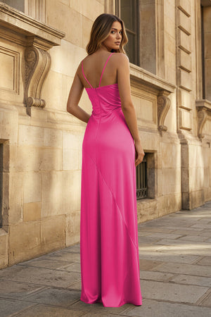Spaghetti Straps Long Sheath Prom Dress With Split - KISSPROM PROM DRESSES