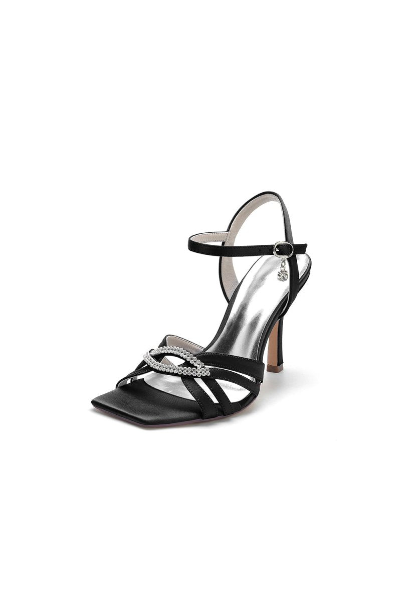 Black Wedding Sandals with Rhinestone - KissProm