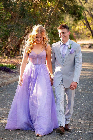 Skyler |A - line Sweetheart Dot Tulle Prom Dress - KissProm