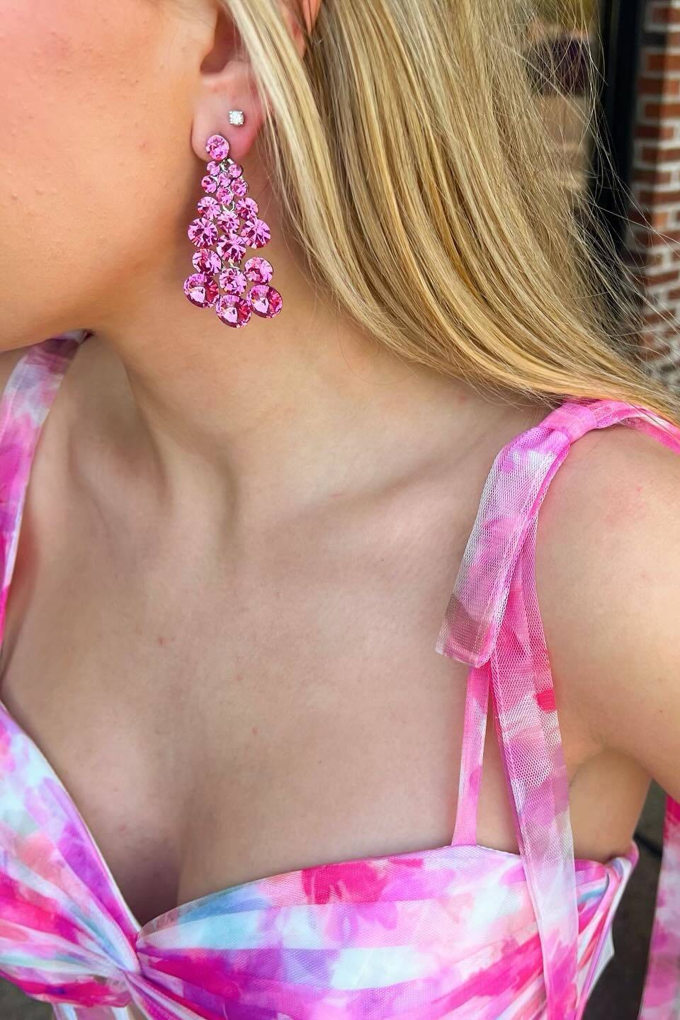 Palmer | Pink Floral Print Corset A - Line Long Prom Dress with Bow Tie Straps - KissProm