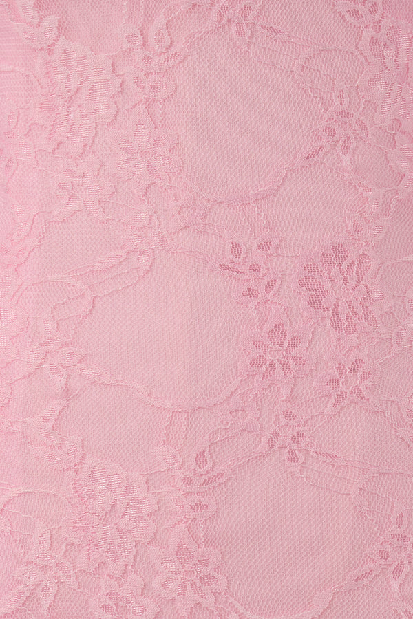 Pink Scoop Neck Sheath Lace Short Homecoming Dress With Slit-KISSPROM