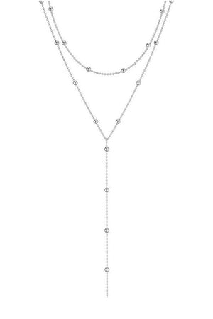 Geometric Tassel Round Bead Multi Layer Long Necklace