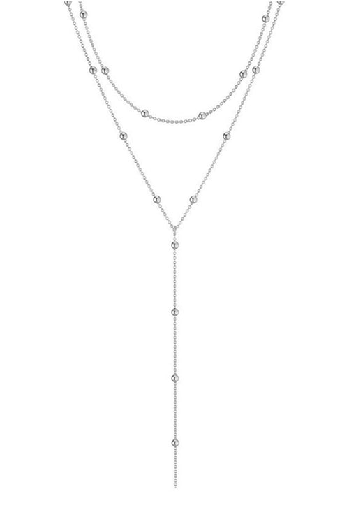 Geometric Tassel Round Bead Multi Layer Long Necklace