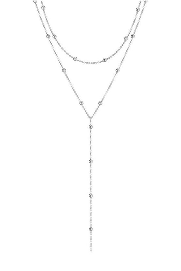 Geometric Tassel Round Bead Multi Layer Long Necklace