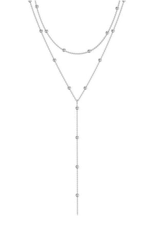 Geometric Tassel Round Bead Multi Layer Long Necklace