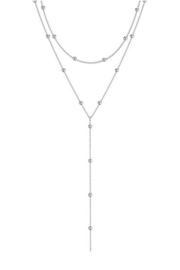 Geometric Tassel Round Bead Multi Layer Long Necklace
