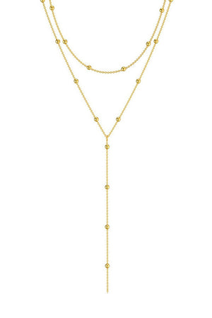 Geometric Tassel Round Bead Multi Layer Long Necklace