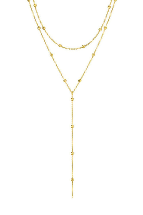 Geometric Tassel Round Bead Multi Layer Long Necklace