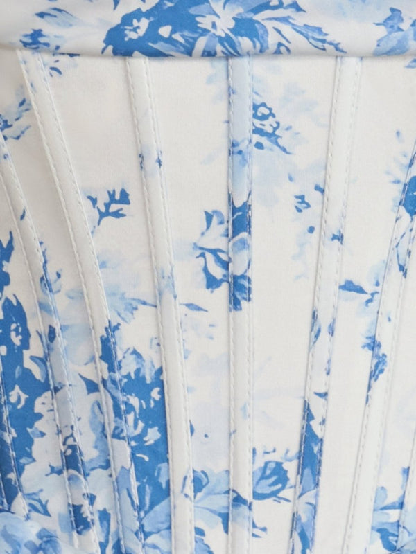 Gilda | Sky Blue - A Line Sweetheart Floral Chiffon Corset Ruffled Homecoming Dresses