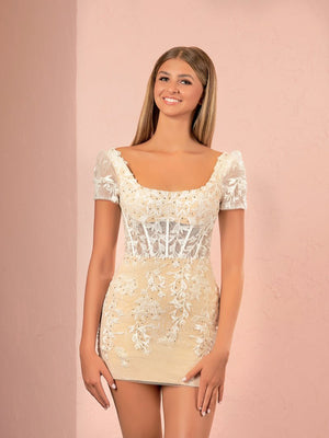 Giselle |Short Bodycon Purple Lace Homecoming Dress