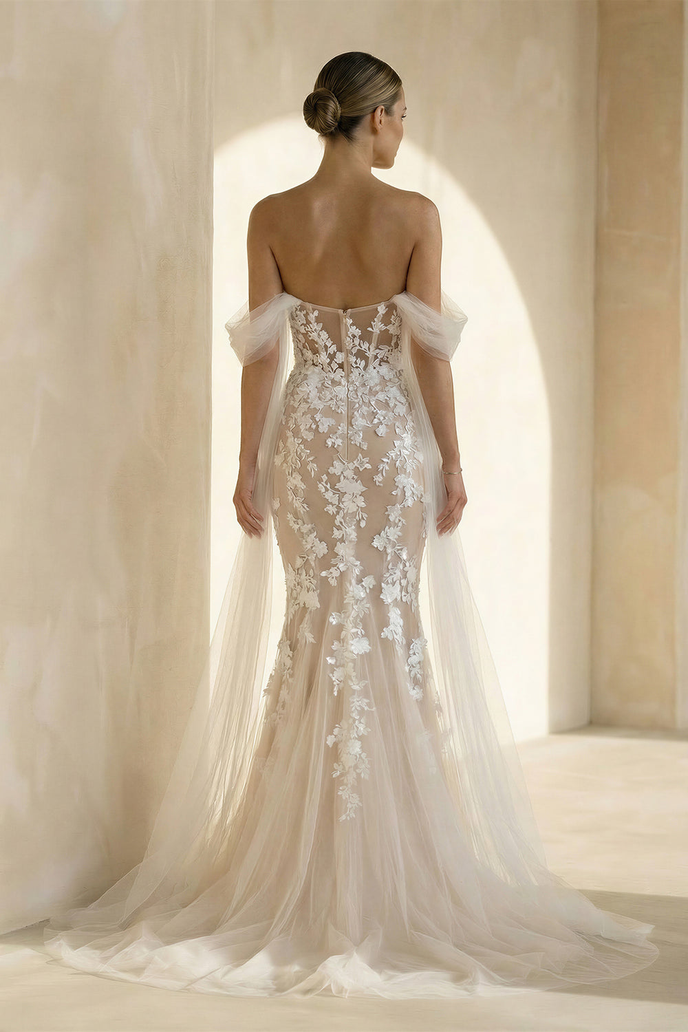 Glamorous Mermaid Off the Shouder Tulle Lace Wedding Dresses – Wedding Dresses by KissProm | Available at KissProm