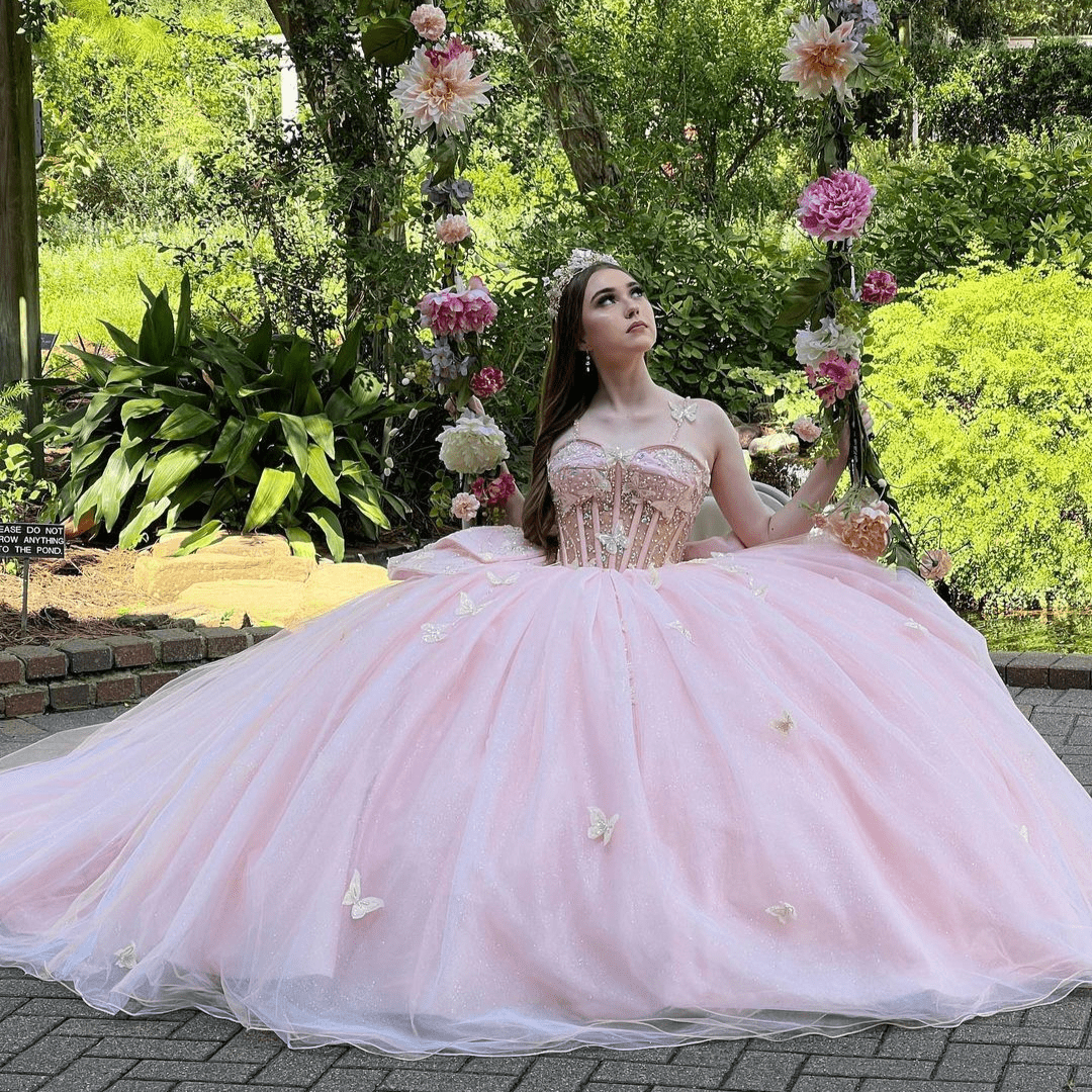 Pink Ball Gown Lace Sweetheart Quinceanera Dress