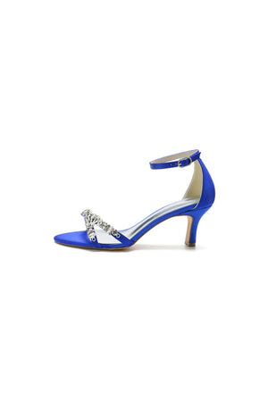Glamorous Blue Shiny Pump with Silver Chain and Crystal Embellishments - KissProm
