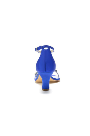 Glamorous Blue Shiny Pump with Silver Chain and Crystal Embellishments - KissProm