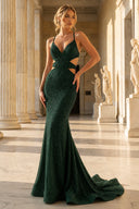 Sparkly Mermaid V Neck Dark Green Sequins Long Prom Dresses – Prom Dresses by KissProm | Available at KissProm