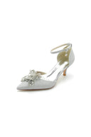 Ankle Strap Wedding Stiletto Heels with Flower - KissProm