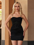 Mckenna |Sheath Spaghetti Straps Glitter Jersey Homecoming Dress