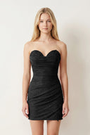 Glitter Black Sweetheart Sheath Mini Party Dress with Appliques | KISSPROM