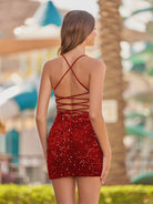 Serena | Glitter Bodycon Straps Black Sequins Short Homecoming Dresses