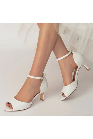 Glitter Crystal Peep Toe Chunky Heels - KissProm