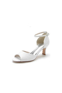 Glitter Crystal Peep Toe Chunky Heels - KissProm
