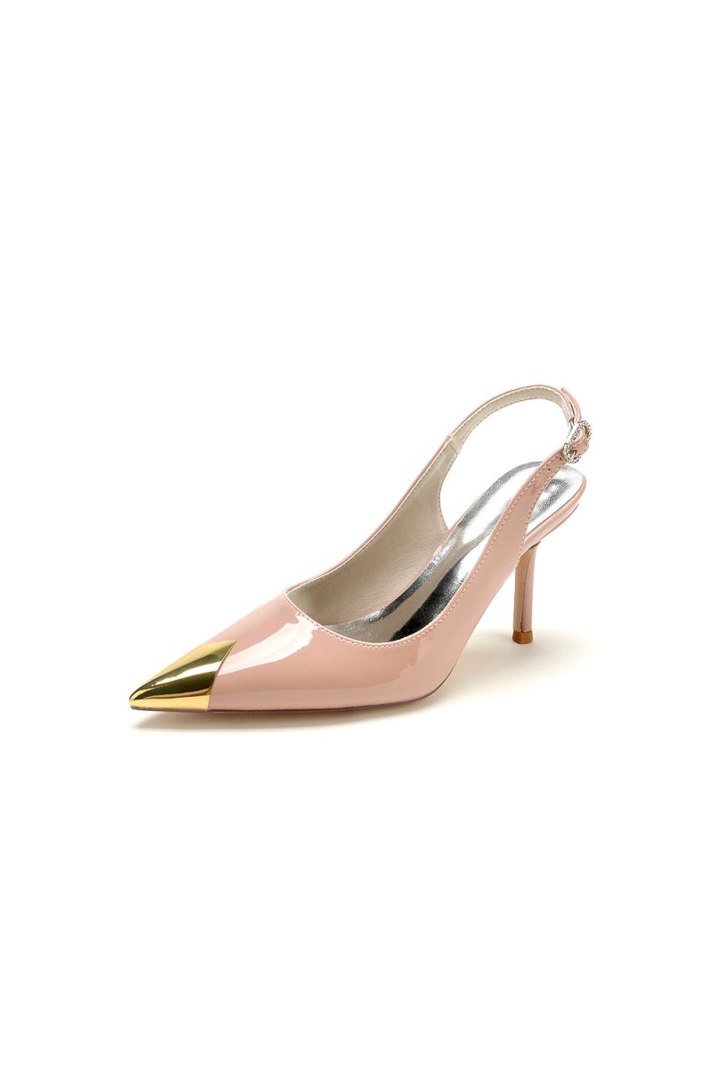 Glitter Crystal Wedding Shoes with Slingback Strap - KissProm