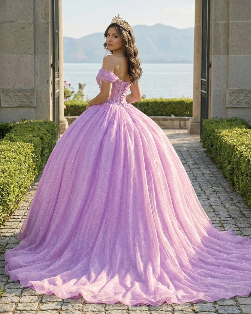 Glitter Off The Shoulder Pink Ball Gown Quinceanera Dresses Glitter Off The Shoulder Pink Ball Gown Quinceanera Dresses