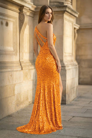 Glitter Black Sequins Long Prom Dress with Slit - KISSPROM PROM DRESSES