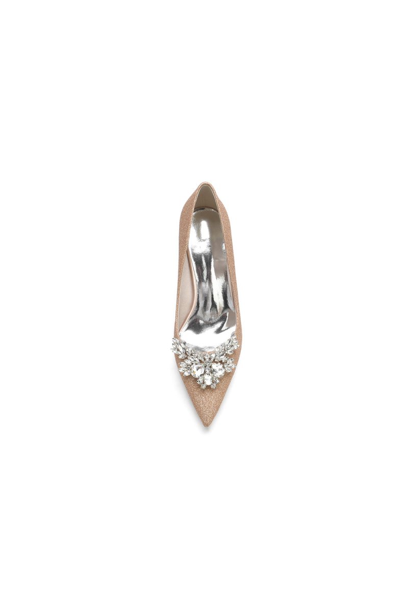 Glitter Pointed Toe Rhinestone Party Shoes - KissProm
