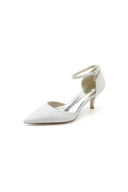 Glitter Pointed Toe Wedding Shoes with Ankle Strap - KissProm