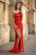 Glitter Black Sequins Long Prom Dress with Slit - KISSPROM PROM DRESSES
