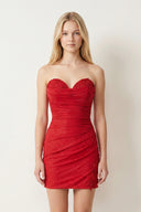 Red Glitter Sweetheart Tight Short Homecoming Dress with Appliques - KISSPROM