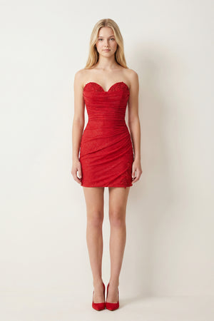 Red Glitter Sweetheart Tight Short Homecoming Dress with Appliques - KISSPROM