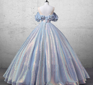 Glitz Mermaid  Blue Bridal Gown Fairy Prom Dress Dress