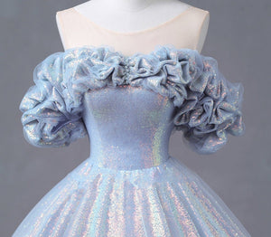 Glitz Mermaid  Blue Bridal Gown Fairy Prom Dress Dress