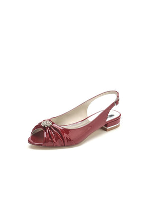 Glossy Fishmouth Sandals with Silver Metal Accents - KissProm