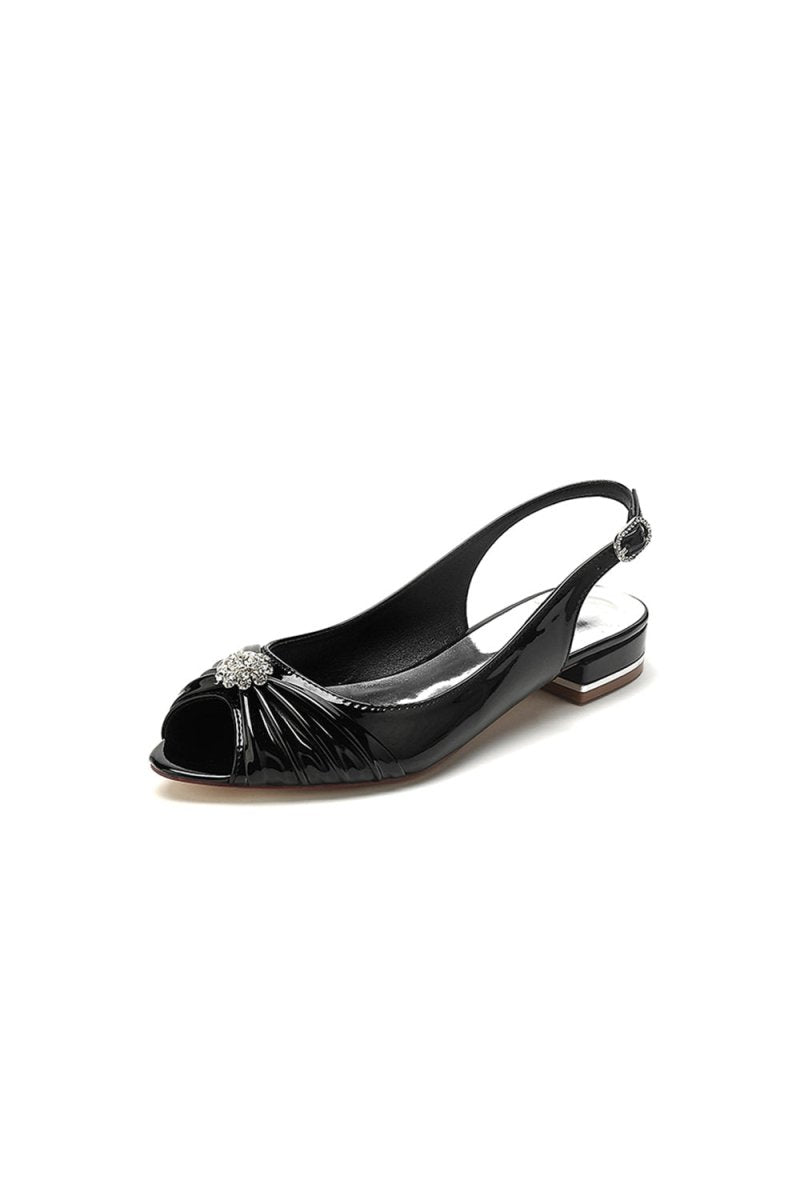 Glossy Fishmouth Sandals with Silver Metal Accents - KissProm