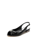 Glossy Fishmouth Sandals with Silver Metal Accents - KissProm