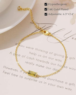 Gold Adjustable Chain Bracelets with Birthstone