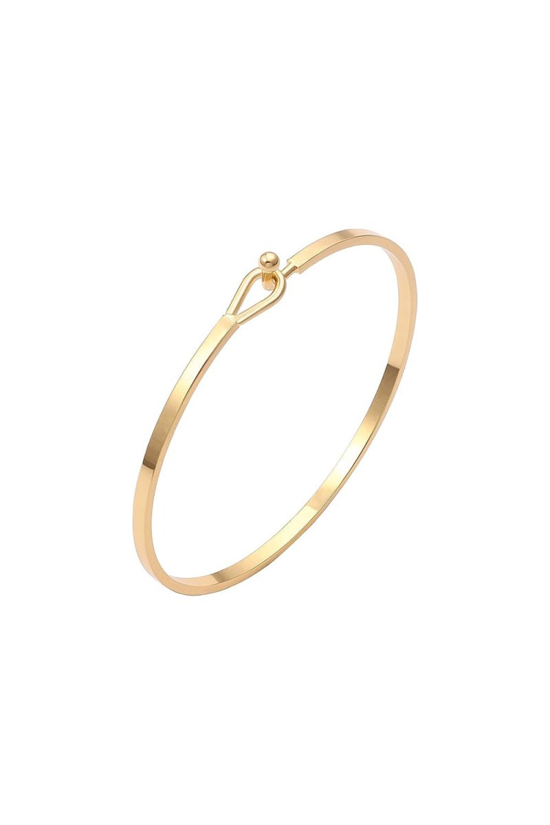 Gold Bar Thin Cuff Bangle Hook Bracelets - KissProm