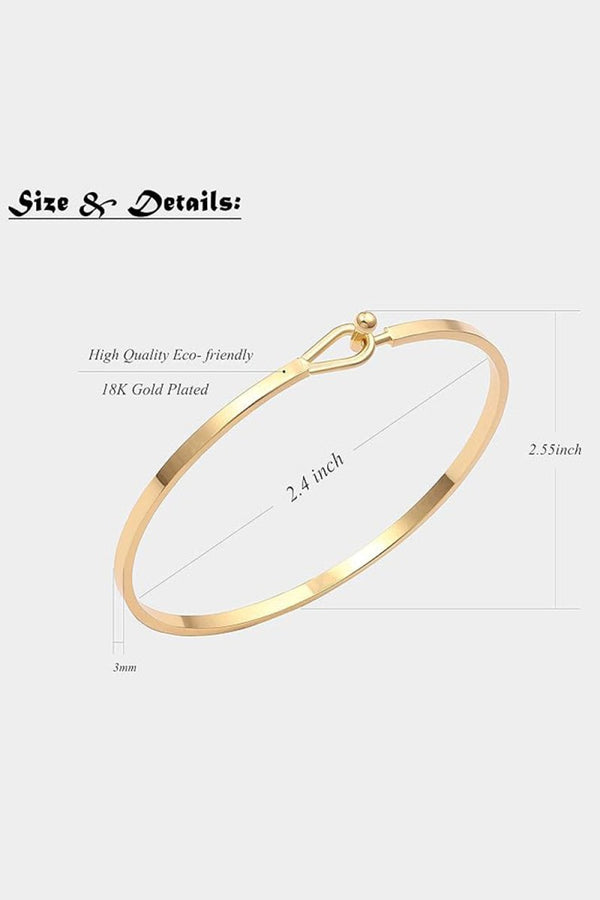 Gold Bar Thin Cuff Bangle Hook Bracelets - KissProm