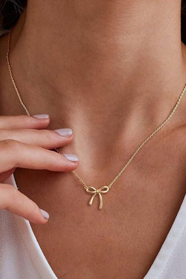 Gold Bow Pendant Necklace