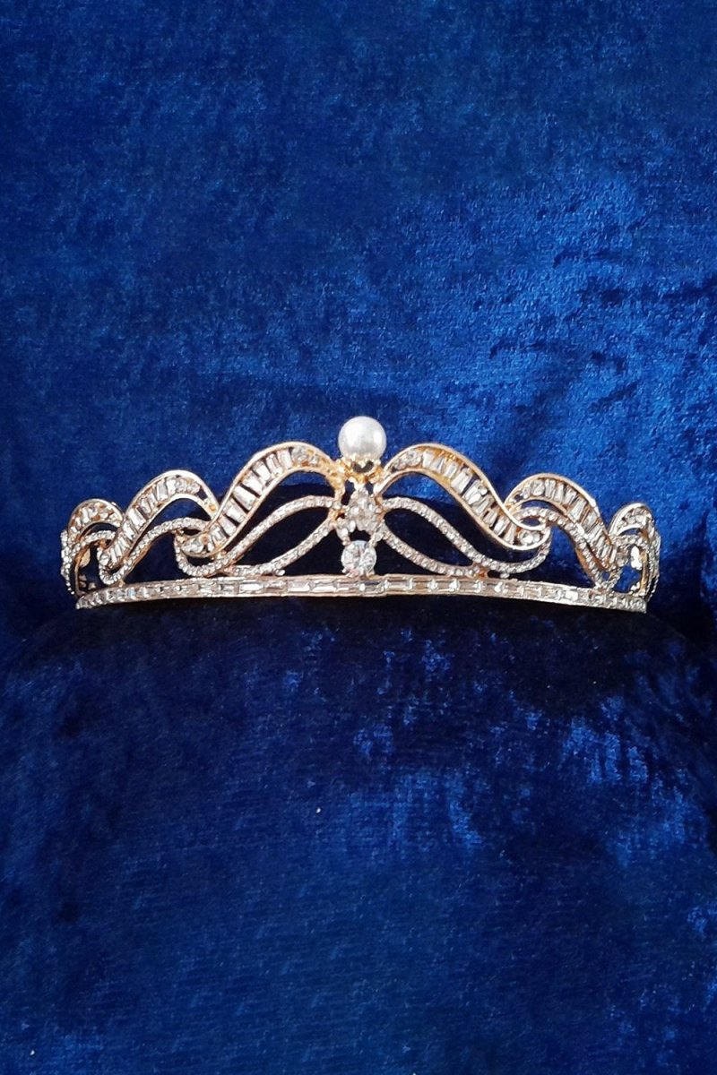 Gold Bridal Tiara With Pearl - KissProm